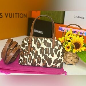 🆕TORY BURCH Emerson Printed Dome Satchel ~Beige Reval Leopard~ 💯Authentic🔥